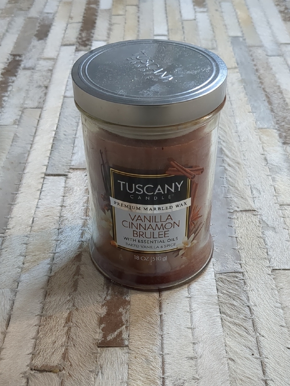 Tuscany Candle 18oz Vanilla Cinnamon Brulee Long-Lasting Scented Two-Wick Candle